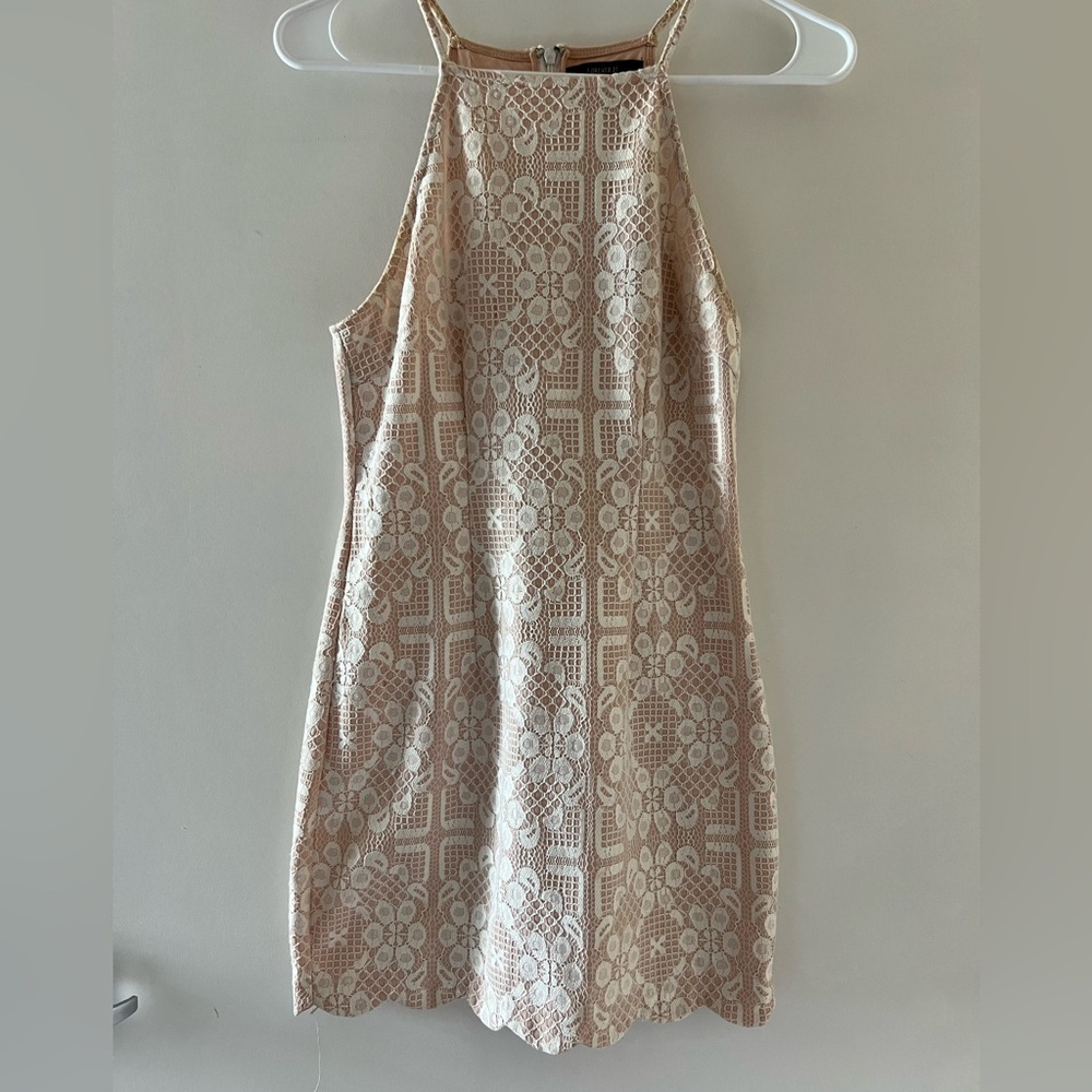 Mini crochet dress with scallopped bottom